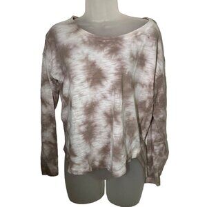 Chaser Women's Tie-Dye Long Sleeve Shirt Size S Brown & White stretch casual